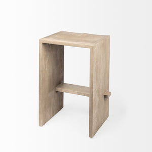 Mercana Aida Modern Solid Mango Wood Stool with Comfortable Design for Stylish Kitchen & Dining Spaces Light Gray | Counter 69192