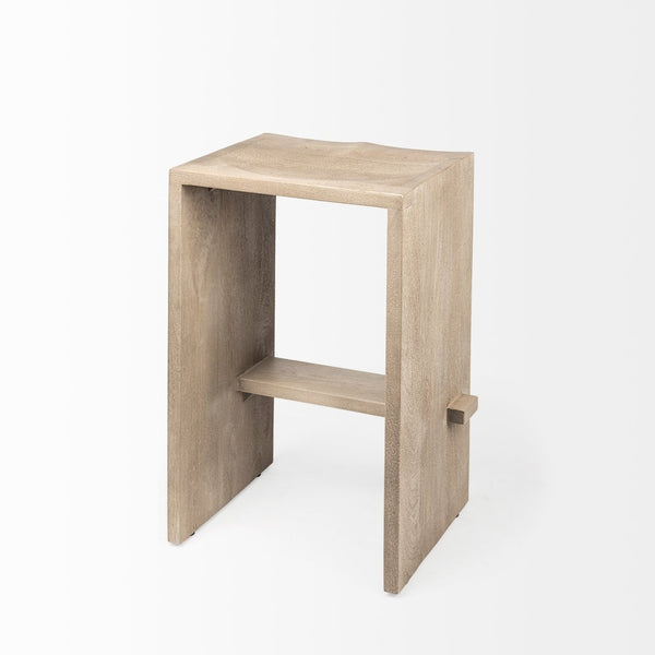 Mercana Aida Modern Solid Mango Wood Stool with Comfortable Design for Stylish Kitchen & Dining Spaces Light Gray | Counter 69192