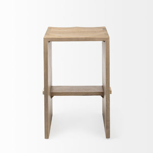 Mercana Aida Modern Solid Mango Wood Stool with Comfortable Design for Stylish Kitchen & Dining Spaces Light Brown | Counter 69193