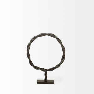 Mercana Rizwan Sculptural Wreath - Matte Black Aluminum Braided Decor for Modern Minimalist Interiors Black Aluminum | 3H 69079