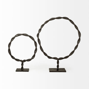 Mercana Rizwan Sculptural Wreath - Matte Black Aluminum Braided Decor for Modern Minimalist Interiors Black Aluminum | 4H 69080