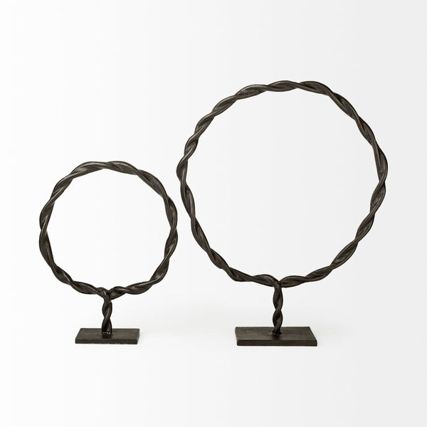Mercana Rizwan Sculptural Wreath - Matte Black Aluminum Braided Decor for Modern Minimalist Interiors Black Aluminum | 4H 69080