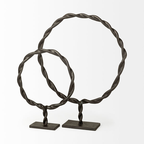 Mercana Rizwan Sculptural Wreath - Matte Black Aluminum Braided Decor for Modern Minimalist Interiors Black Aluminum | 4H 69080