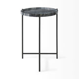 Mercana Stella 17L x 17W Gray Round Marble Top W/Black Base Accent Table 68959