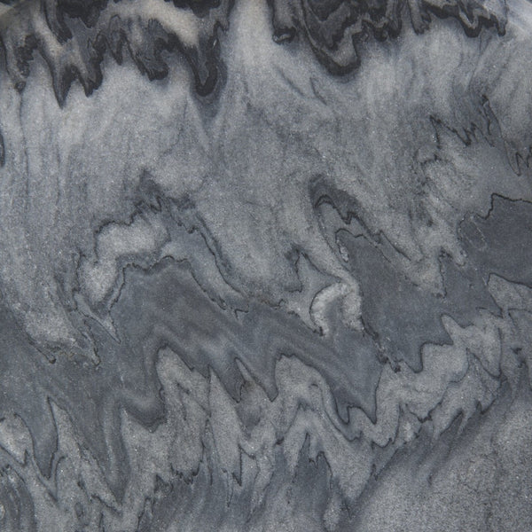 Mercana Stella Round Accent Table with Sculptural Elegance and Durable Design for Modern Living Spaces Gray Marble | Black Metal 68959