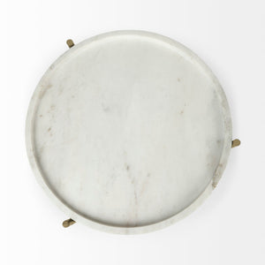 Mercana Stella Round Accent Table with Sculptural Elegance and Durable Design for Modern Living Spaces White Marble | Gold Metal 68960