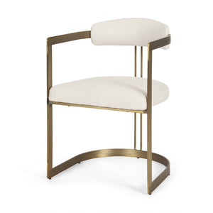 Mercana Hollyfield II Dining Chair – Luxurious Upholstered Seat with Striking Gold Iron Frame for Modern Spaces Cream Fabric | Gold Metal 69451