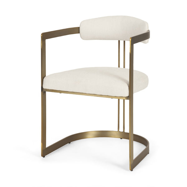 Mercana Hollyfield II Dining Chair – Luxurious Upholstered Seat with Striking Gold Iron Frame for Modern Spaces Cream Fabric | Gold Metal 69451