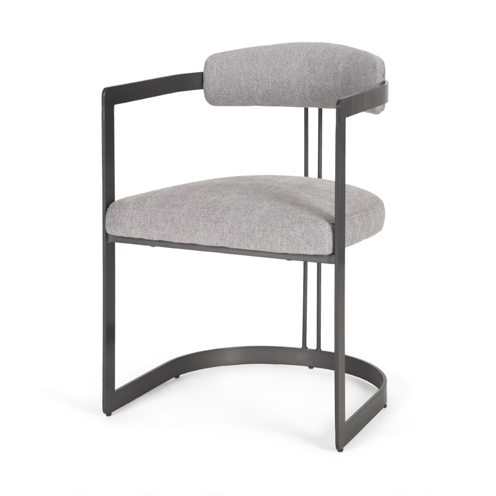 Mercana Hollyfield II Dining Chair – Luxurious Upholstered Seat with Striking Gold Iron Frame for Modern Spaces Gray Fabric | Black Metal 69454