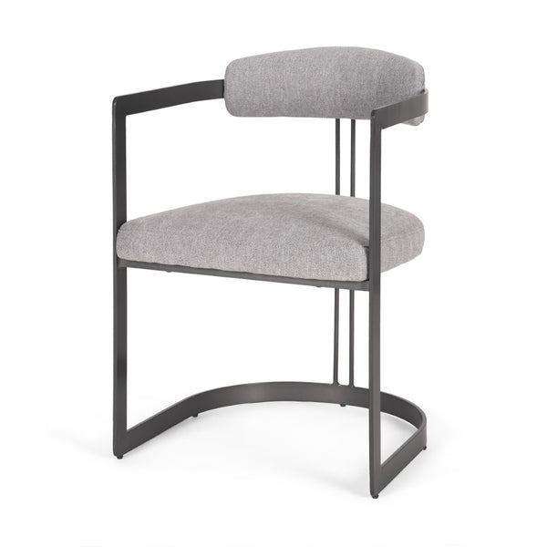 Mercana Hollyfield II Dining Chair – Luxurious Upholstered Seat with Striking Gold Iron Frame for Modern Spaces Gray Fabric | Black Metal 69454