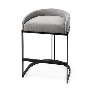 Mercana Hollyfield II Counter Stool - Chic Low-Back Design with Luxe Metallic Accents for Modern Spaces Gray Fabric | Gray Metal | Counter 69455