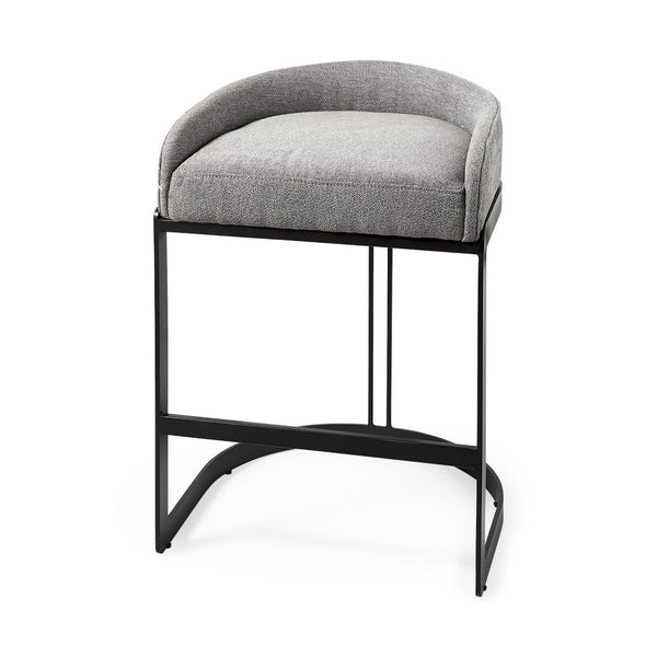 Mercana Hollyfield II Counter Stool - Chic Low-Back Design with Luxe Metallic Accents for Modern Spaces Gray Fabric | Gray Metal | Counter 69455