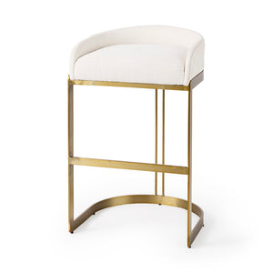 Mercana Hollyfield II Counter Stool - Chic Low-Back Design with Luxe Metallic Accents for Modern Spaces Cream Fabric | Gold Metal | Bar 69456