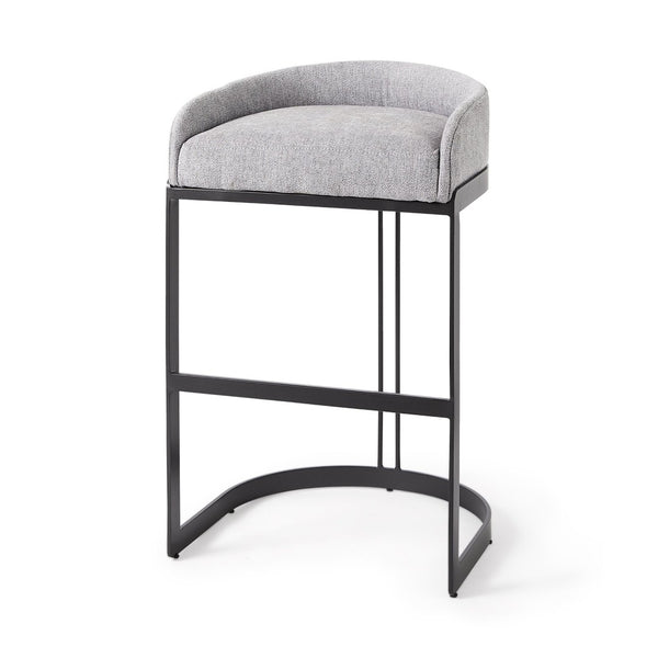 Mercana Hollyfield II Counter Stool - Chic Low-Back Design with Luxe Metallic Accents for Modern Spaces Gray Fabric | Gray Metal | Bar 69457