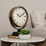 Mercana Houston Gold Metal Half Moon Base Table Clock 63102