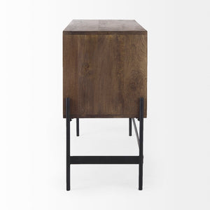 Mercana Glenn Elegant 2-Door Accent Cabinet - Mid-Century Inspired Storage with Sleek Iron Frame Design 69194