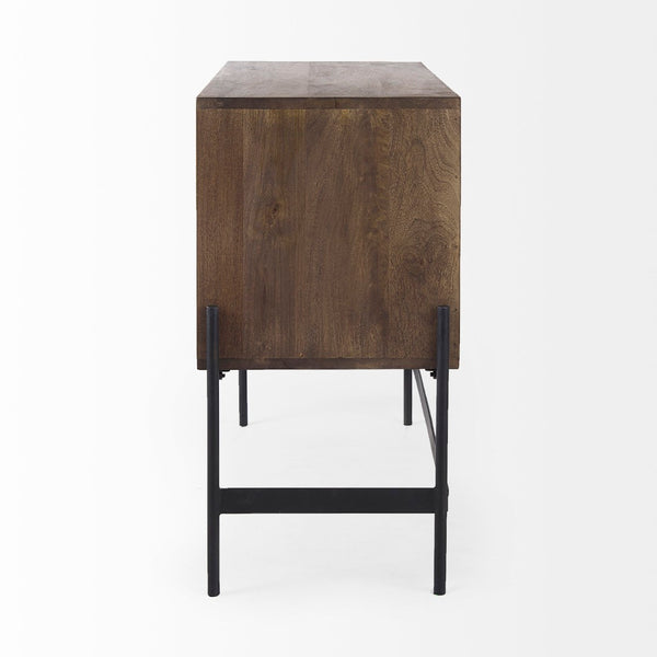 Mercana Glenn Elegant 2-Door Accent Cabinet - Mid-Century Inspired Storage with Sleek Iron Frame Design 69194