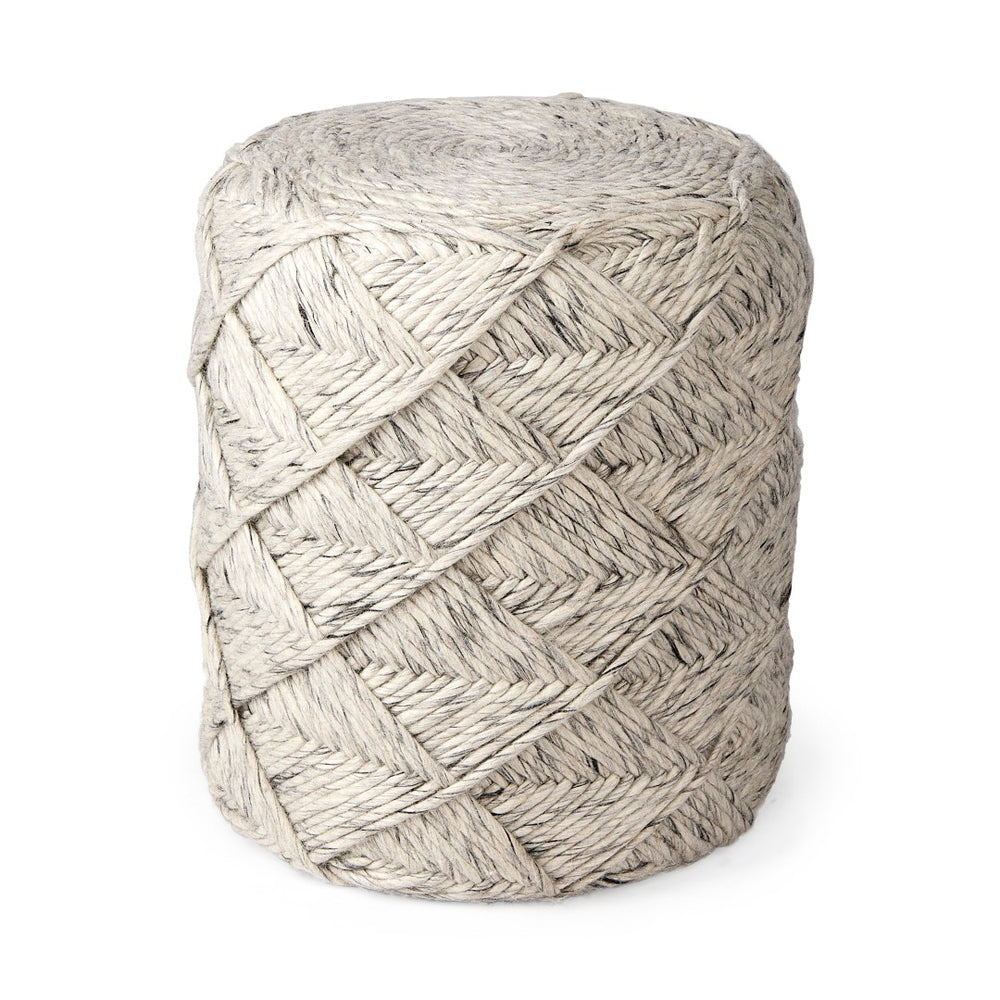 Mercana Esfera Handcrafted Wool Pouf - Timeless Chevron Design for Versatile Seating and Accent Decor 69449