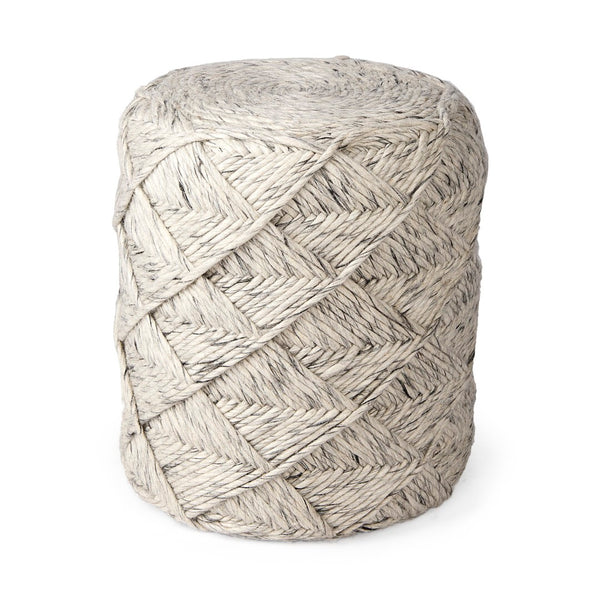 Mercana Esfera Handcrafted Wool Pouf - Timeless Chevron Design for Versatile Seating and Accent Decor 69449