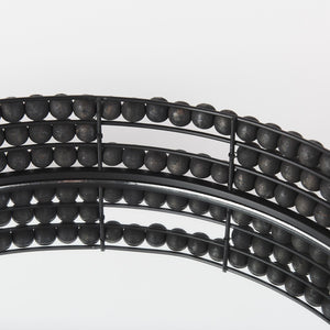 Mercana Decatur Elegant Round Tray with Mirrored Base & White Wooden Beads for Stunning Home Décor Display Black Wood | Mirror 68675