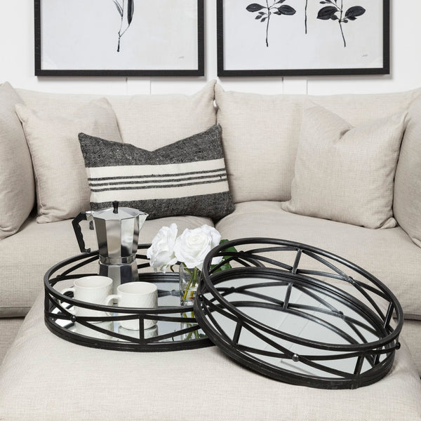 Mercana Piers Elegant Round Metal Trays with Mirrored Base for Stylish Home Décor and Organization Solutions 67237
