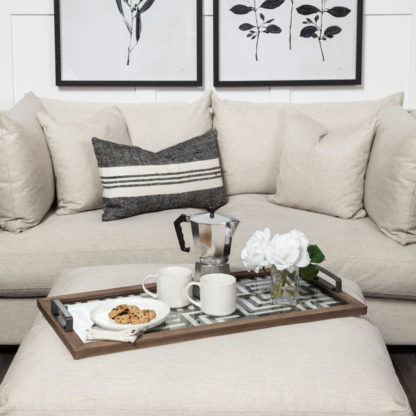 Mercana Fantuz Gray Metal & Wood Serving Tray – Elegant Accent for Entertaining & Home Décor Display 68295