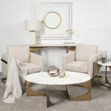 Mercana Reinhold II 21L x 21W x 21H Round Live-Edge Marble Top and Gold Metal Base Side/End Table  68233-AB