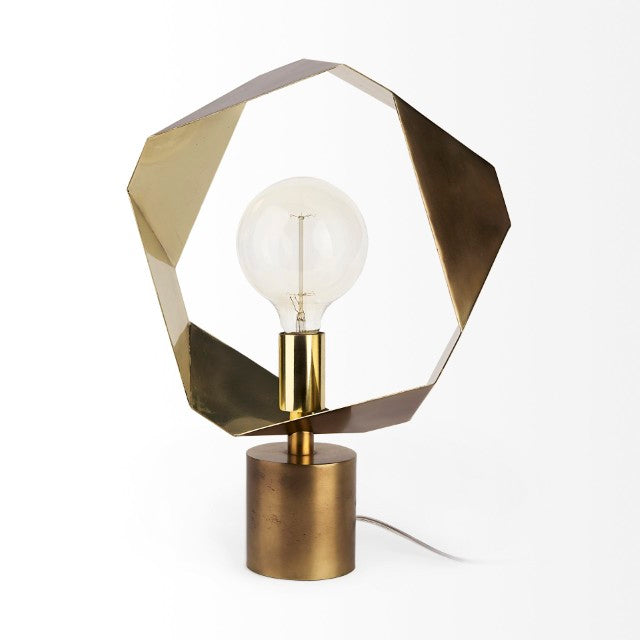 Mercana Shamir Sculptural Table Lamp - Twisted Octagonal Halo Design for Elegant Ambient Lighting Decor 68773