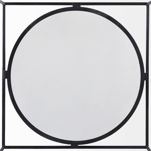 Mercana Austen Modern Round Coffee Table with Luxe Marble Top and Bold Geometric Iron Frame for Living Spaces 69213