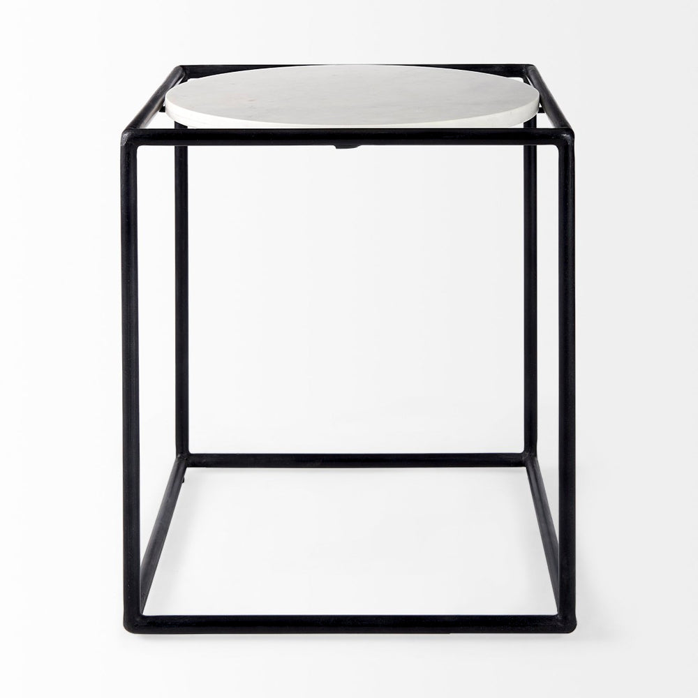 Mercana Austen Round Marble Top Side Table with Stylish Metal Frame for Contemporary Living Spaces 69214