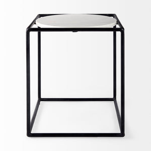 Mercana Austen Round Marble Top Side Table with Stylish Metal Frame for Contemporary Living Spaces 69214