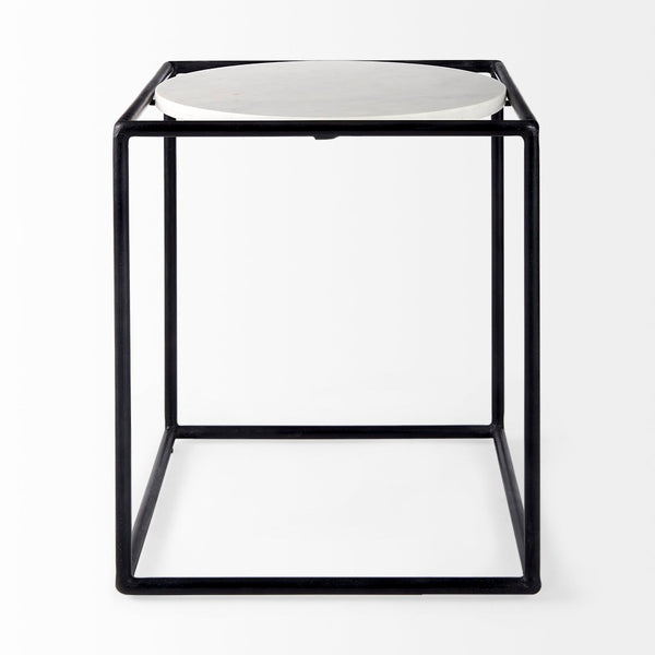 Mercana Austen Round Marble Top Side Table with Stylish Metal Frame for Contemporary Living Spaces 69214