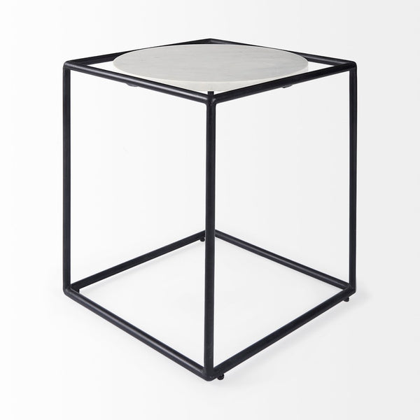 Mercana Austen Round Marble Top Side Table with Stylish Metal Frame for Contemporary Living Spaces 69214