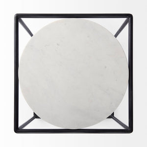 Mercana Austen Round Marble Top Side Table with Stylish Metal Frame for Contemporary Living Spaces 69214