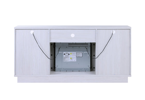 English Elm Ambrogio 70 Inch Electric Fireplace Tv Stand with Led Shelves and Cabinet Storage White+Walnut B2749P413267