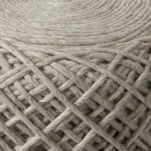 Mercana Allium Handwoven Wool Pouf - Artisanal Oatmeal Cylinder for Versatile Seating & Cozy Accent Decor Beige Wool 68729