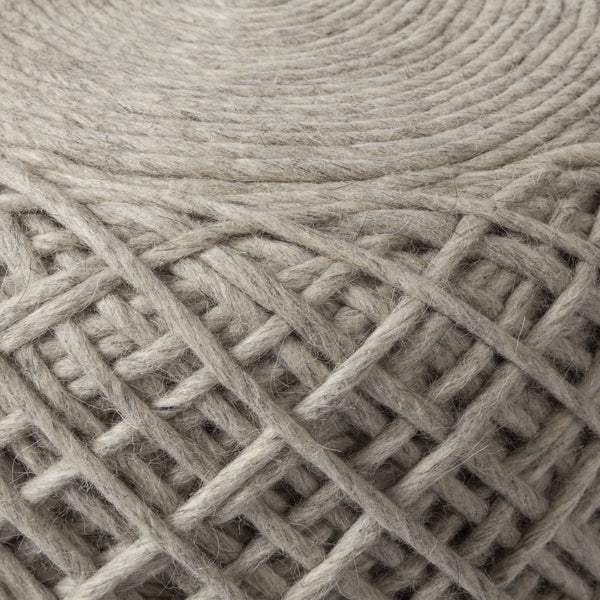 Mercana Allium Handwoven Wool Pouf - Artisanal Oatmeal Cylinder for Versatile Seating & Cozy Accent Decor Beige Wool 68729