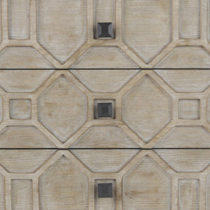 Mercana Genevieve Luxurious 9-Drawer Sideboard with Gold Frame, Gray Fir Veneer for Chic Home Storage Solutions Brown Wood | Black Metal 69376