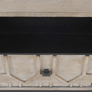 Mercana Genevieve Luxurious 9-Drawer Sideboard with Gold Frame, Gray Fir Veneer for Chic Home Storage Solutions Brown Wood | Black Metal 69376