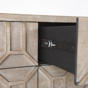 Mercana Genevieve Luxurious 9-Drawer Sideboard with Gold Frame, Gray Fir Veneer for Chic Home Storage Solutions Brown Wood | Black Metal 69376