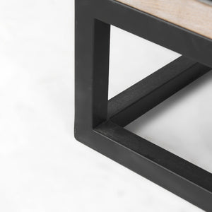 Mercana Genevieve Luxurious 9-Drawer Sideboard with Gold Frame, Gray Fir Veneer for Chic Home Storage Solutions Brown Wood | Black Metal 69376