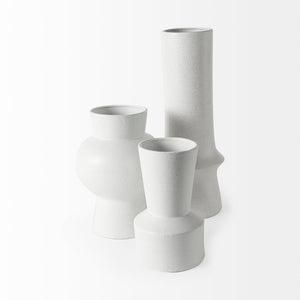 Mercana Laforge Small Ceramic Vase – Modern Minimalist Decor Piece for Elegant Home Styling and Floral Displays White Ceramic | 9H 69463