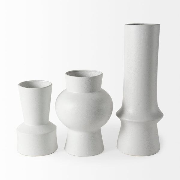 Mercana Laforge Small Ceramic Vase – Modern Minimalist Decor Piece for Elegant Home Styling and Floral Displays White Ceramic | 17H 69465