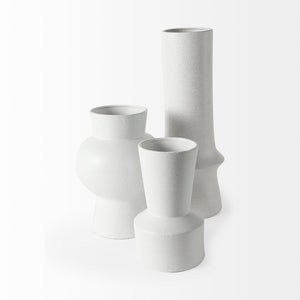 Mercana Laforge Small Ceramic Vase – Modern Minimalist Decor Piece for Elegant Home Styling and Floral Displays White Ceramic | 17H 69465