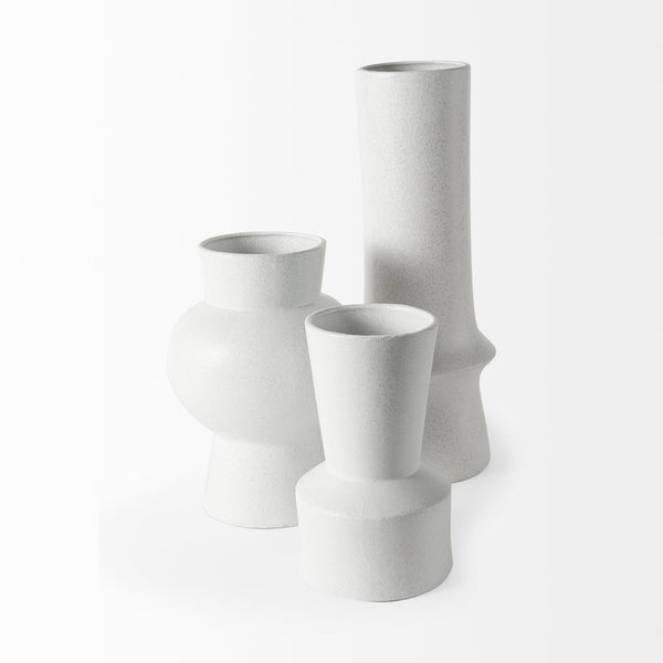 Mercana Laforge Small Ceramic Vase – Modern Minimalist Decor Piece for Elegant Home Styling and Floral Displays White Ceramic | 17H 69465