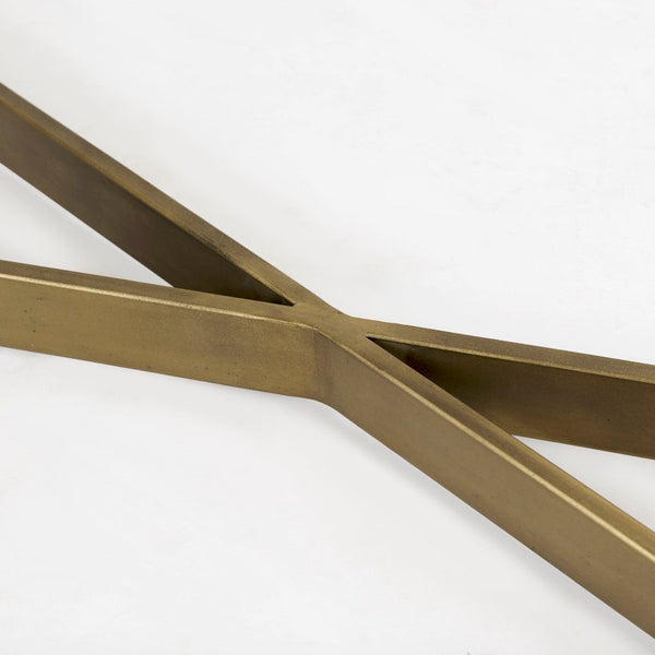 Mercana Faye Console Table: Elegant Slim Design for Entryways and Living Spaces with Durable Construction Beige Wood | Gold Metal 69182