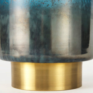 Mercana Caspian Elegant Glass Vase with Antiqued Brass Base for Sophisticated Home Décor Accent Display 67275