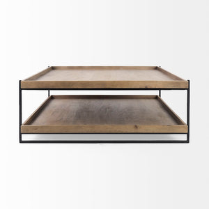 Mercana Trey Modern Industrial Two-Tier Coffee Table with Solid Mango Wood and Sturdy Iron Frame Design 68218