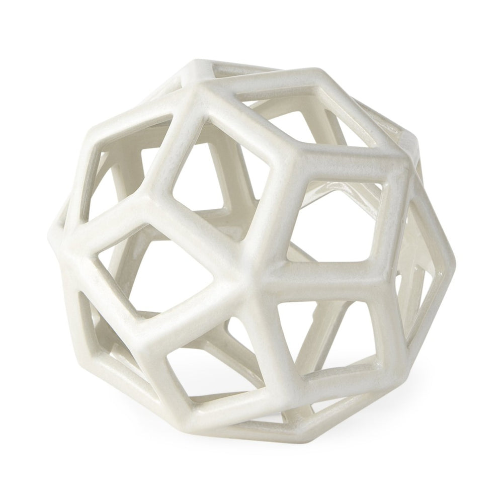 Mercana Geom Modern White Ceramic Geometric Object for Stylish Home Decor, Perfect Accent for Any Space White Ceramic | 7H 69479