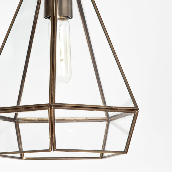 Mercana Prima Pyramid Pendant Light - Art Deco Glamour with Clear Panels for Elegant Home Interiors 68176